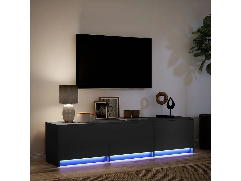 TV-Schrank mit LED-Beleuchtung Schwarz 165x34x40 cm