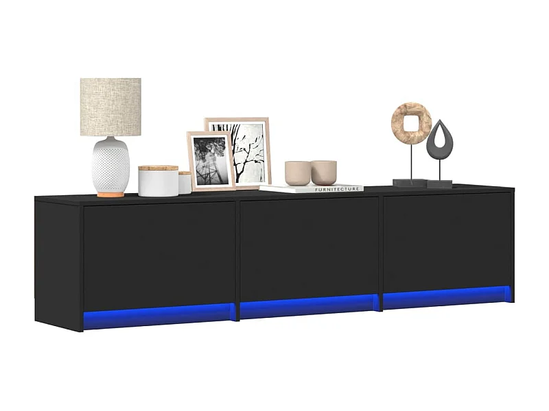 TV-Schrank mit LED-Beleuchtung Schwarz 165x34x40 cm