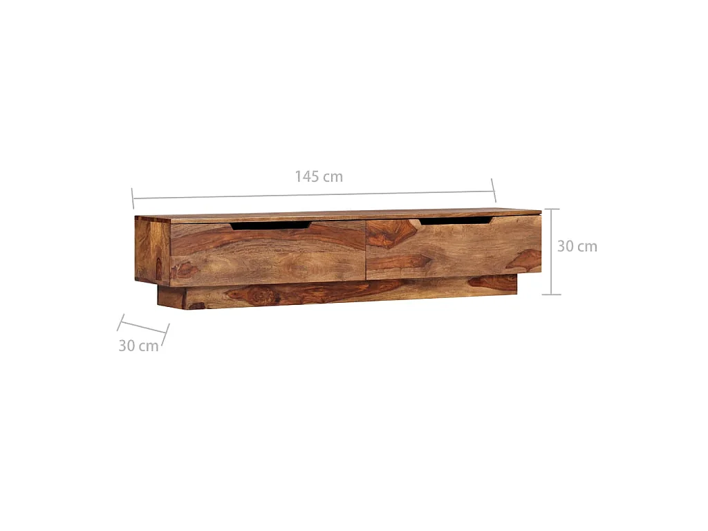 Mueble de TV madera maciza 145x30x30 cm