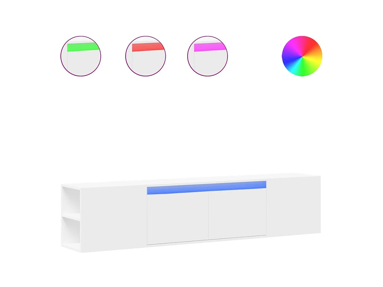 Mobile TV a Parete con LED Bianco 180x31x39,5 cm