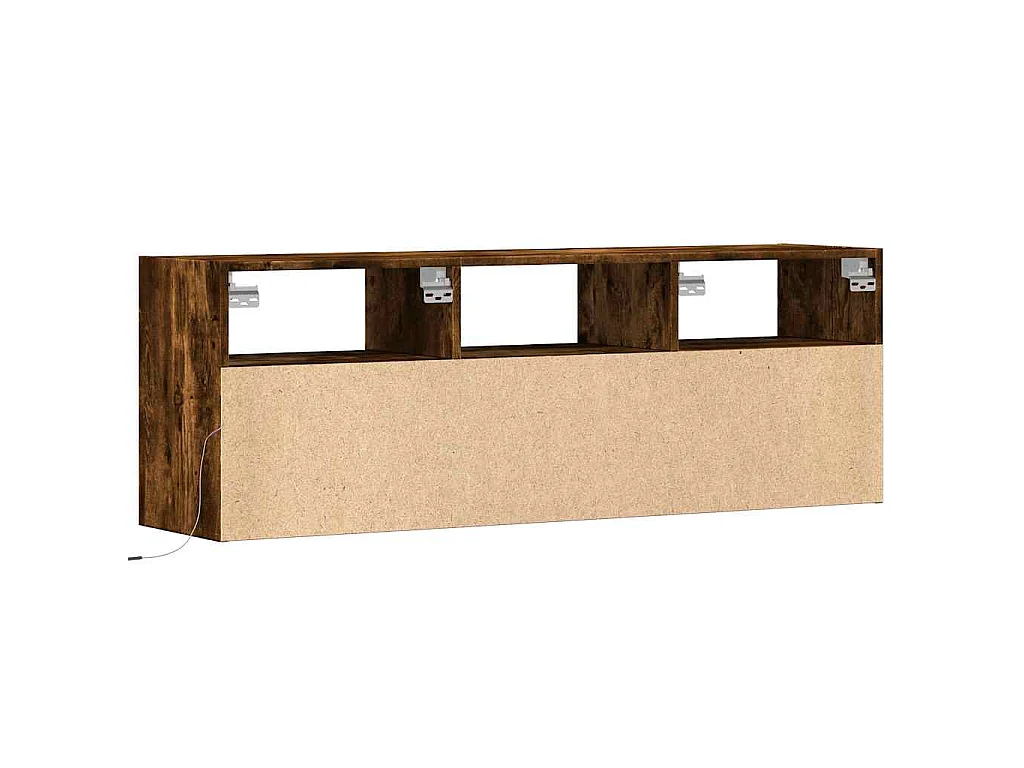 Mobile TV a Parete con Luci LED Rovere Fumo 130x31x45 cm