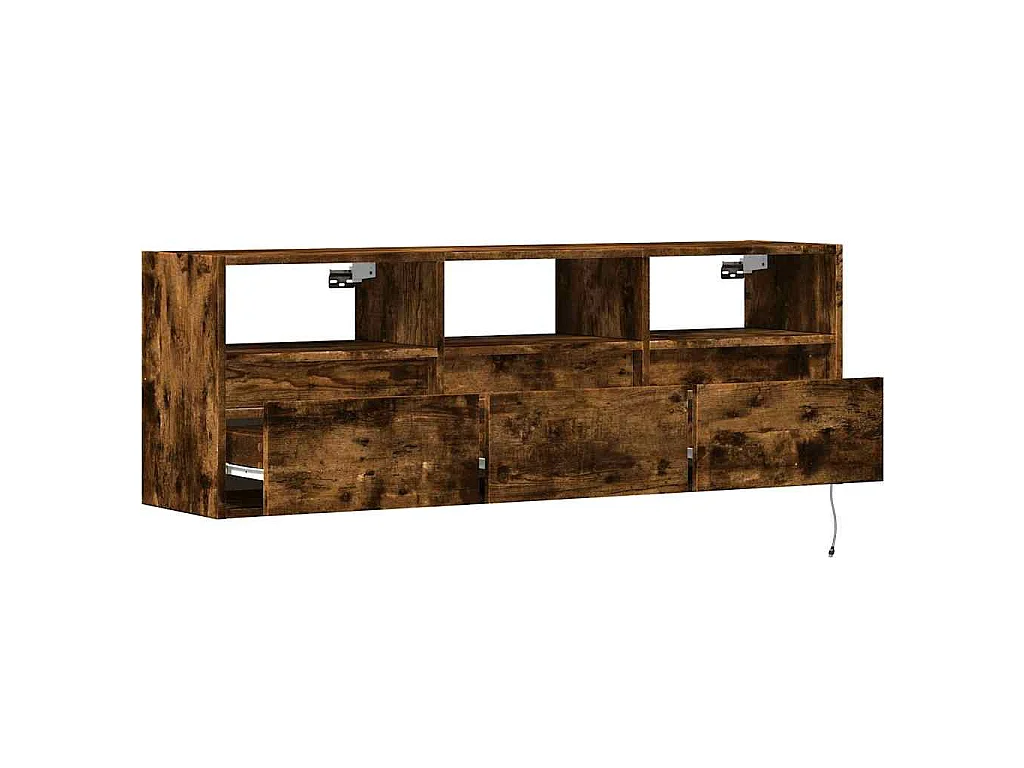Mobile TV a Parete con Luci LED Rovere Fumo 130x31x45 cm