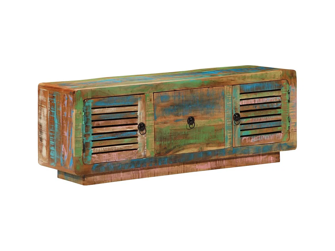 Meuble TV 110x30x40 cm bois massif de récupération