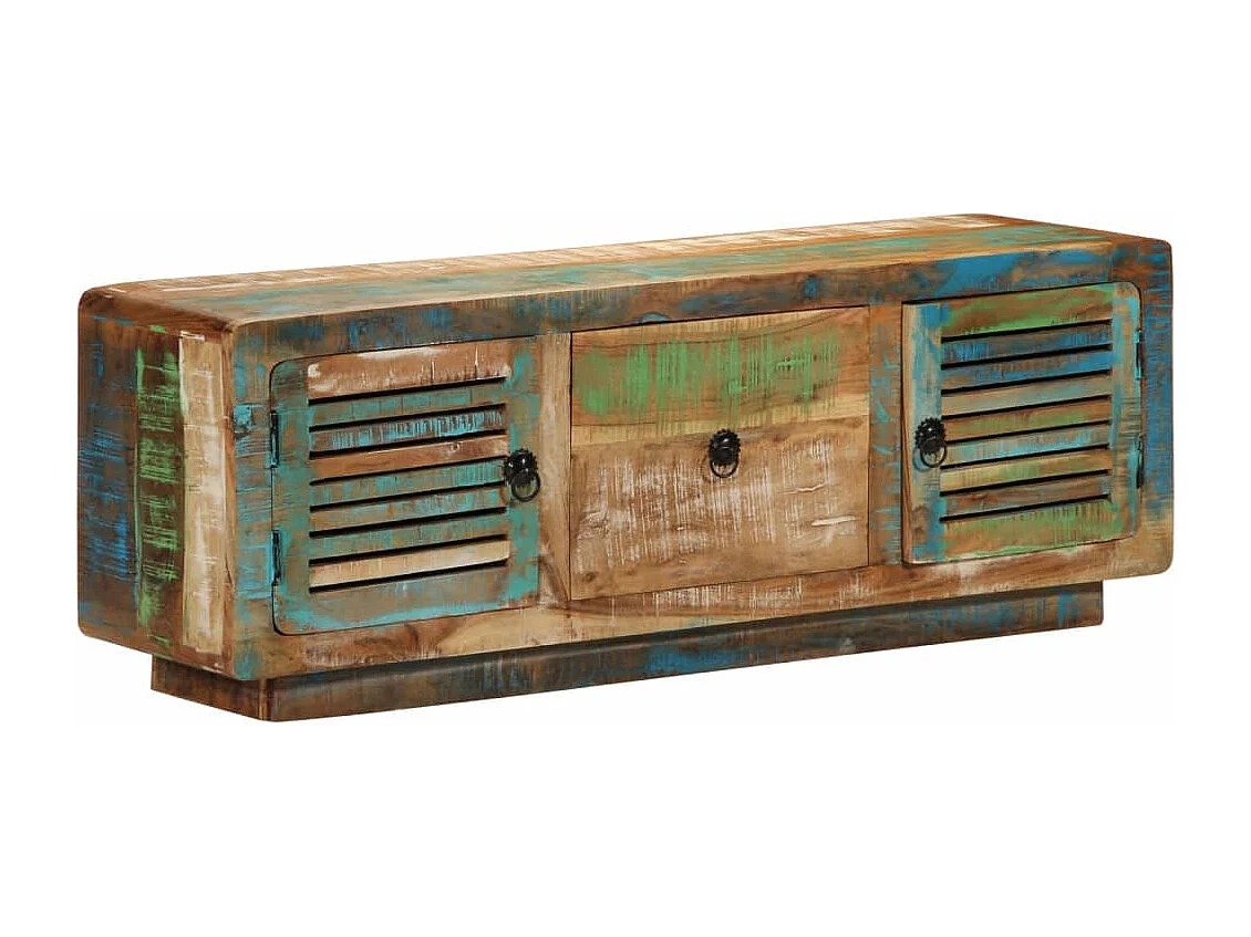 Meuble TV 110x30x40 cm bois massif de récupération