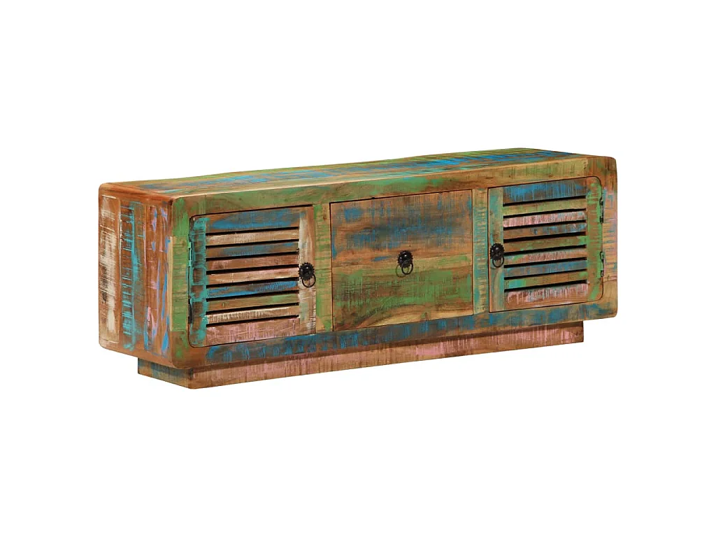 Meuble TV 110x30x40 cm bois massif de récupération