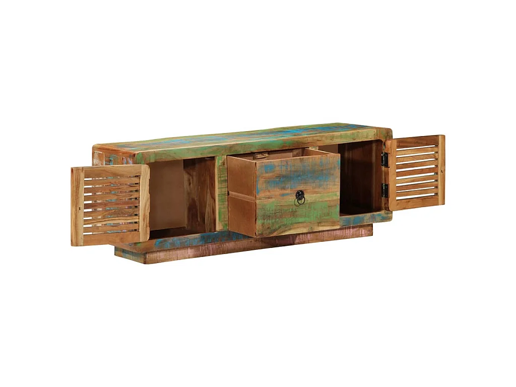 Meuble TV 110x30x40 cm bois massif de récupération