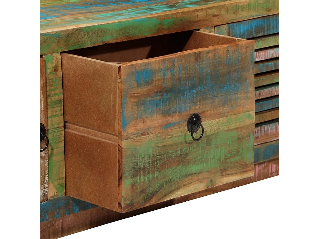 Meuble TV 110x30x40 cm bois massif de récupération