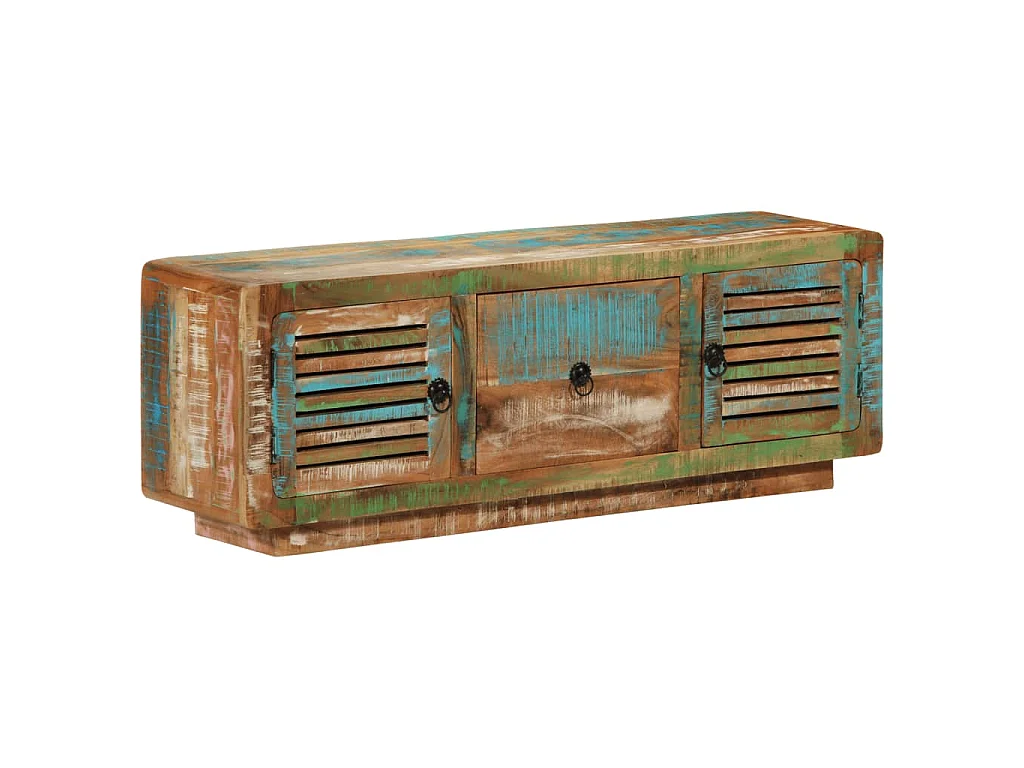 Meuble TV 110x30x40 cm bois massif de récupération