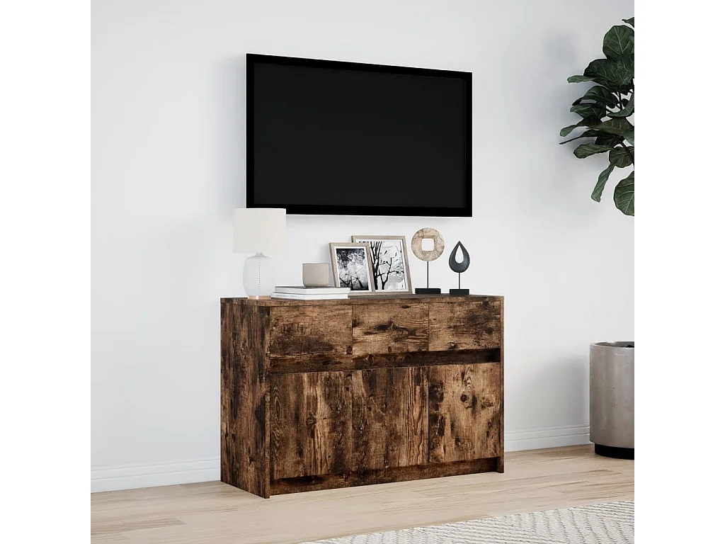 TV-Schrank mit LED-Beleuchtung Räuchereiche 91x34x61 cm