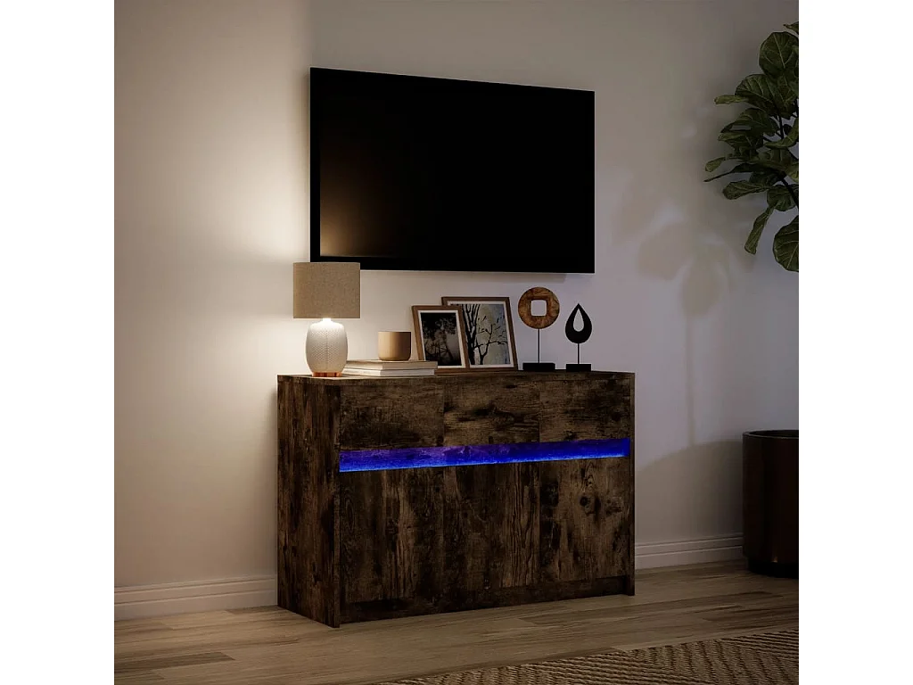 TV-Schrank mit LED-Beleuchtung Räuchereiche 91x34x61 cm