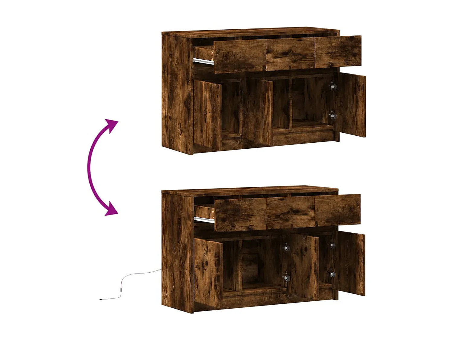 TV-Schrank mit LED-Beleuchtung Räuchereiche 91x34x61 cm