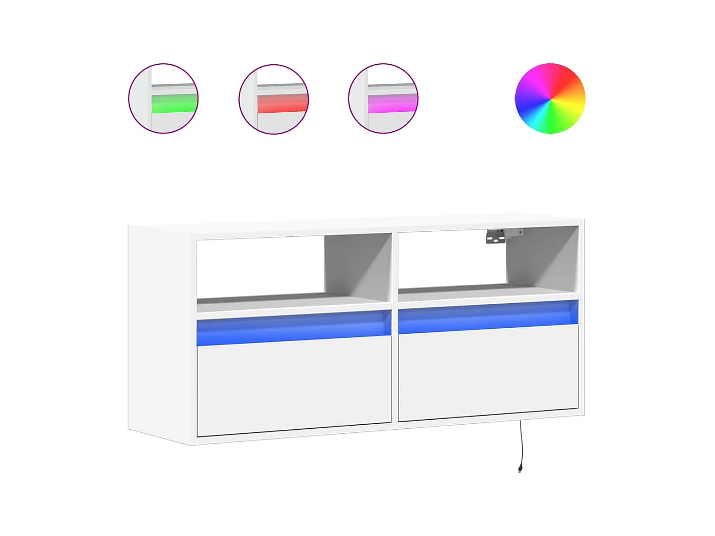 TV-Wandschrank mit LED-Beleuchtung Weiß 100x31x45 cm