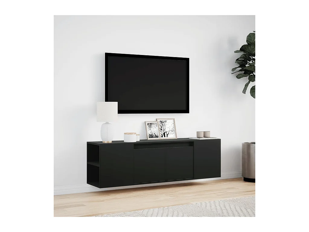 Tv-wandmeubel met LED-verlichting 135x31x39,5 cm zwart
