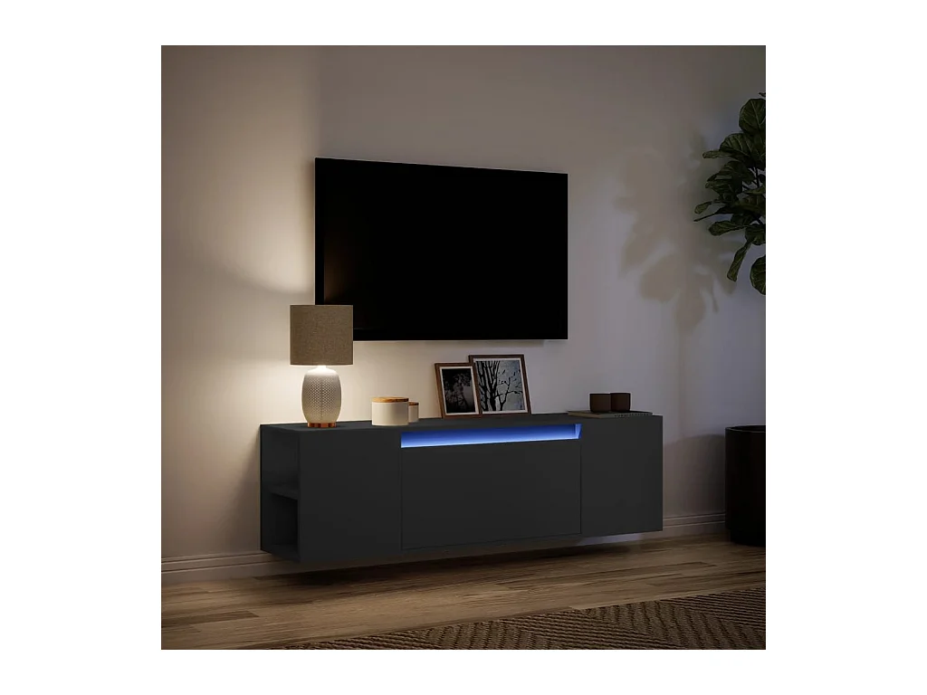 Tv-wandmeubel met LED-verlichting 135x31x39,5 cm zwart