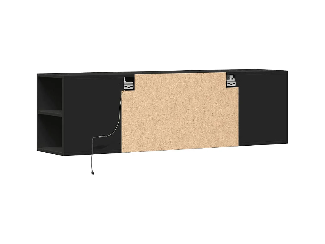 Tv-wandmeubel met LED-verlichting 135x31x39,5 cm zwart