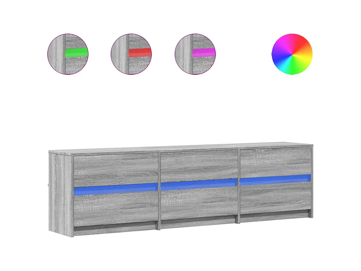TV-Schrank mit LED-Beleuchtung Grau Sonoma 180x34x50 cm