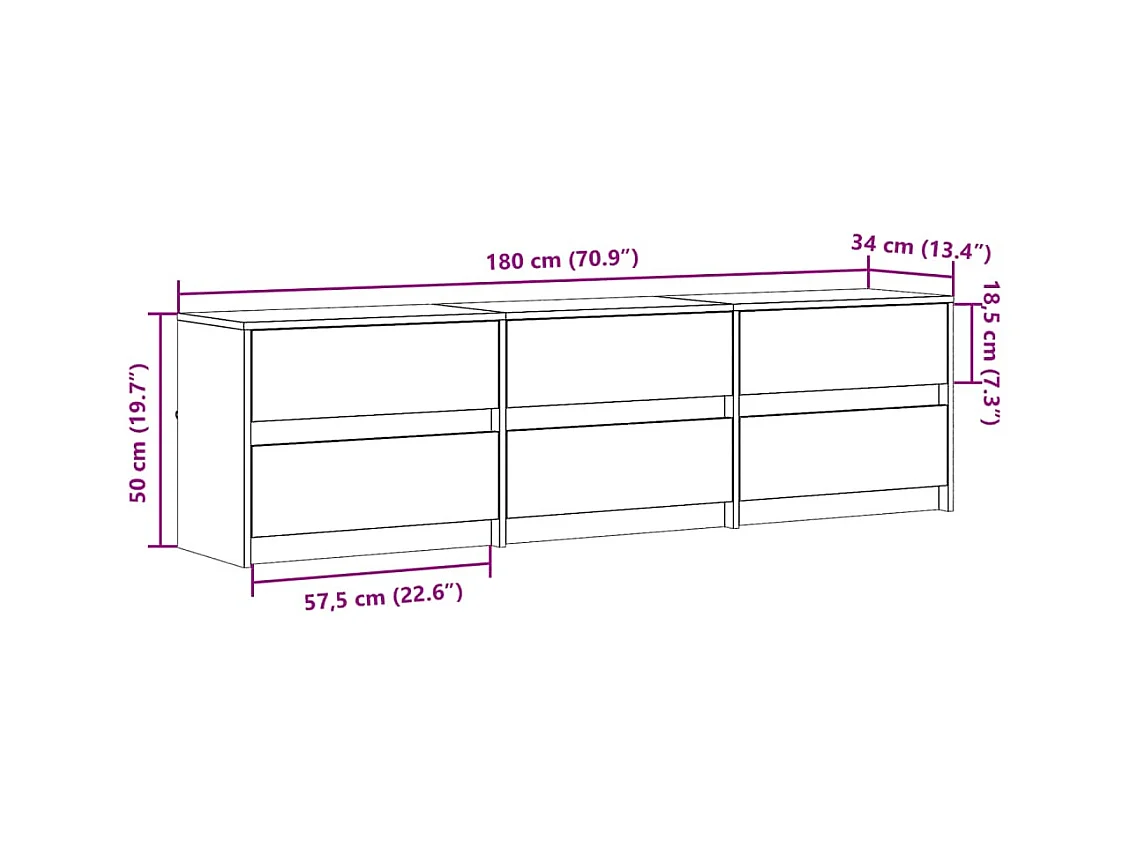 TV-Schrank mit LED-Beleuchtung Grau Sonoma 180x34x50 cm