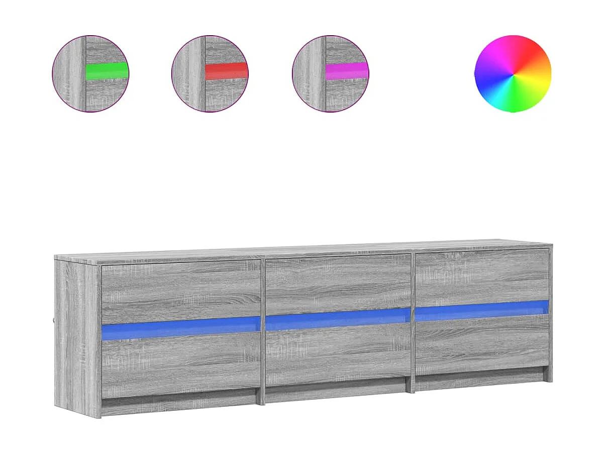 Mobile Porta TV con LED Grigio Sonoma 180x34x50cm in Truciolato