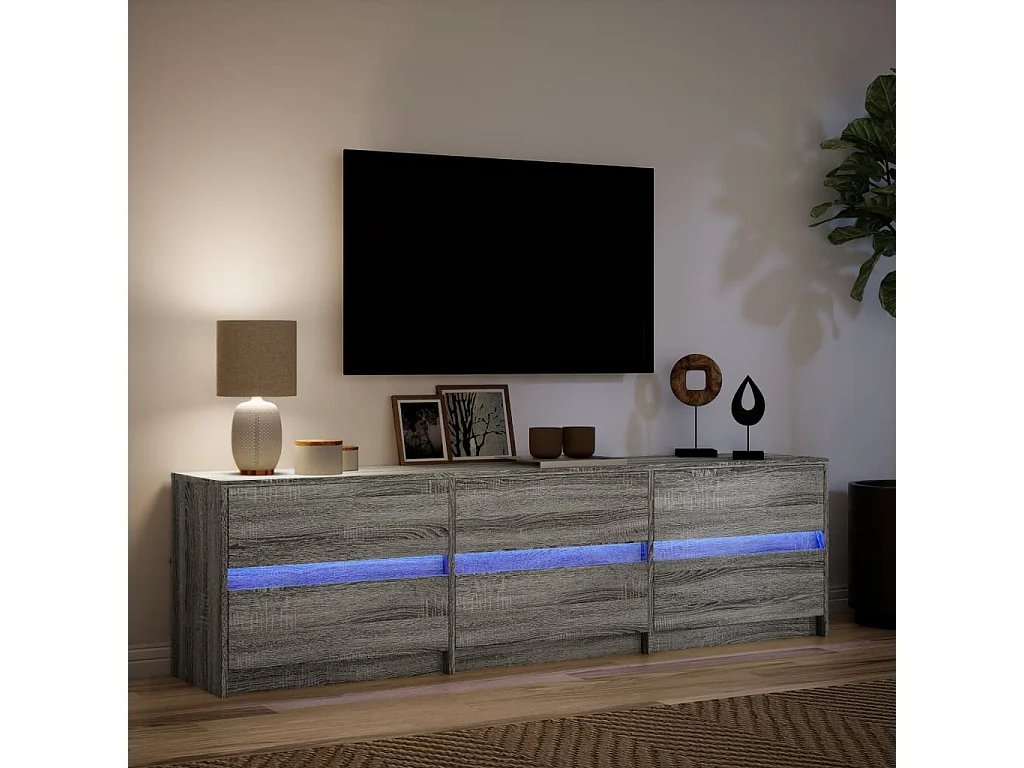 Meuble TV avec LED sonoma gris 180x34x50 cm bois d'ingénierie