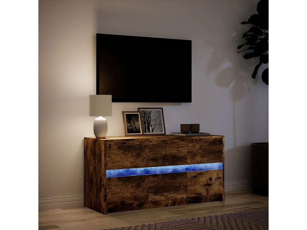 TV-Schrank mit LED-Beleuchtung Räuchereiche 100x34x50 cm
