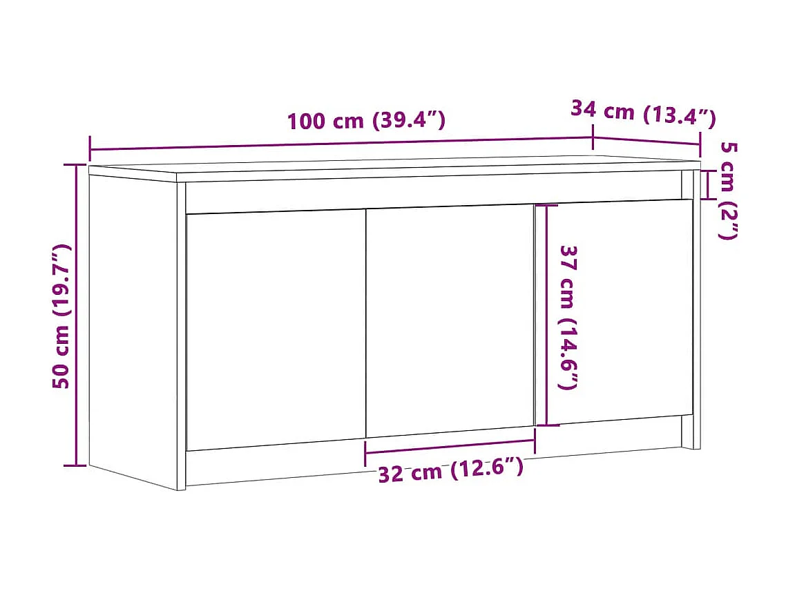 Mobile Porta TV con LED Grigio Sonoma 100x34x50cm in Truciolato
