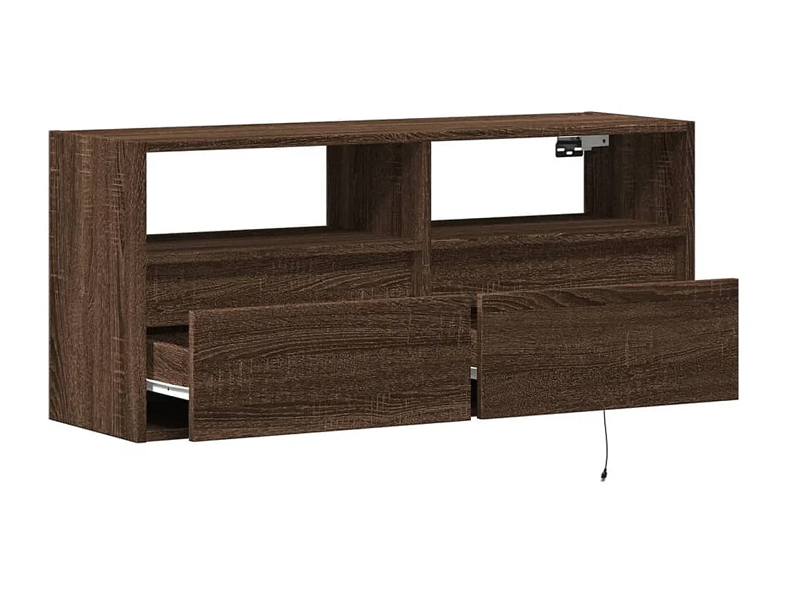 Meuble TV mural avec lumières LED chêne marron 100x31x45 cm
