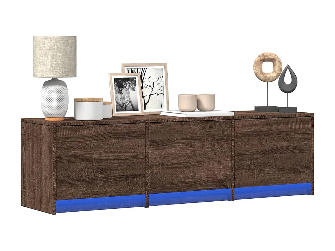 TV-Schrank LED Braun Eichen-Optik 140x34x40 cm Holzwerkstoff