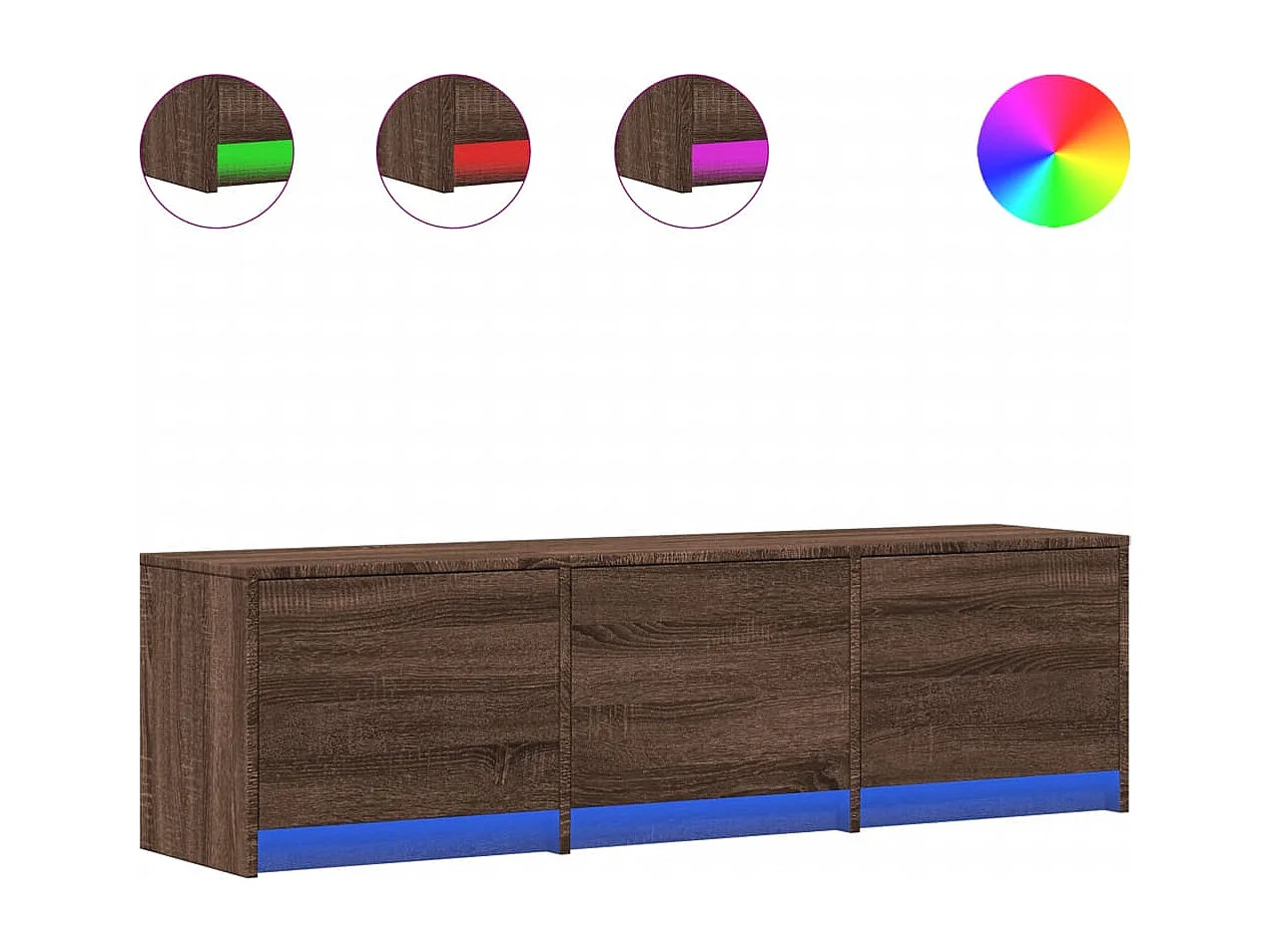 TV-Schrank LED Braun Eichen-Optik 140x34x40 cm Holzwerkstoff