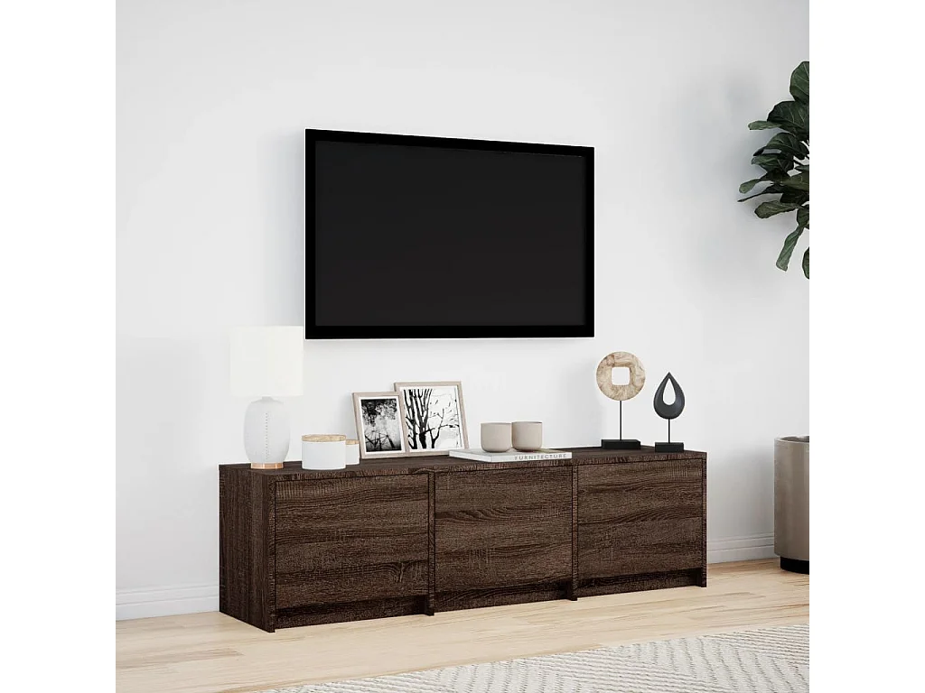TV-Schrank LED Braun Eichen-Optik 140x34x40 cm Holzwerkstoff