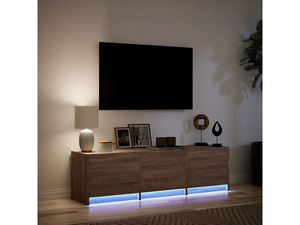 TV-Schrank LED Braun Eichen-Optik 140x34x40 cm Holzwerkstoff