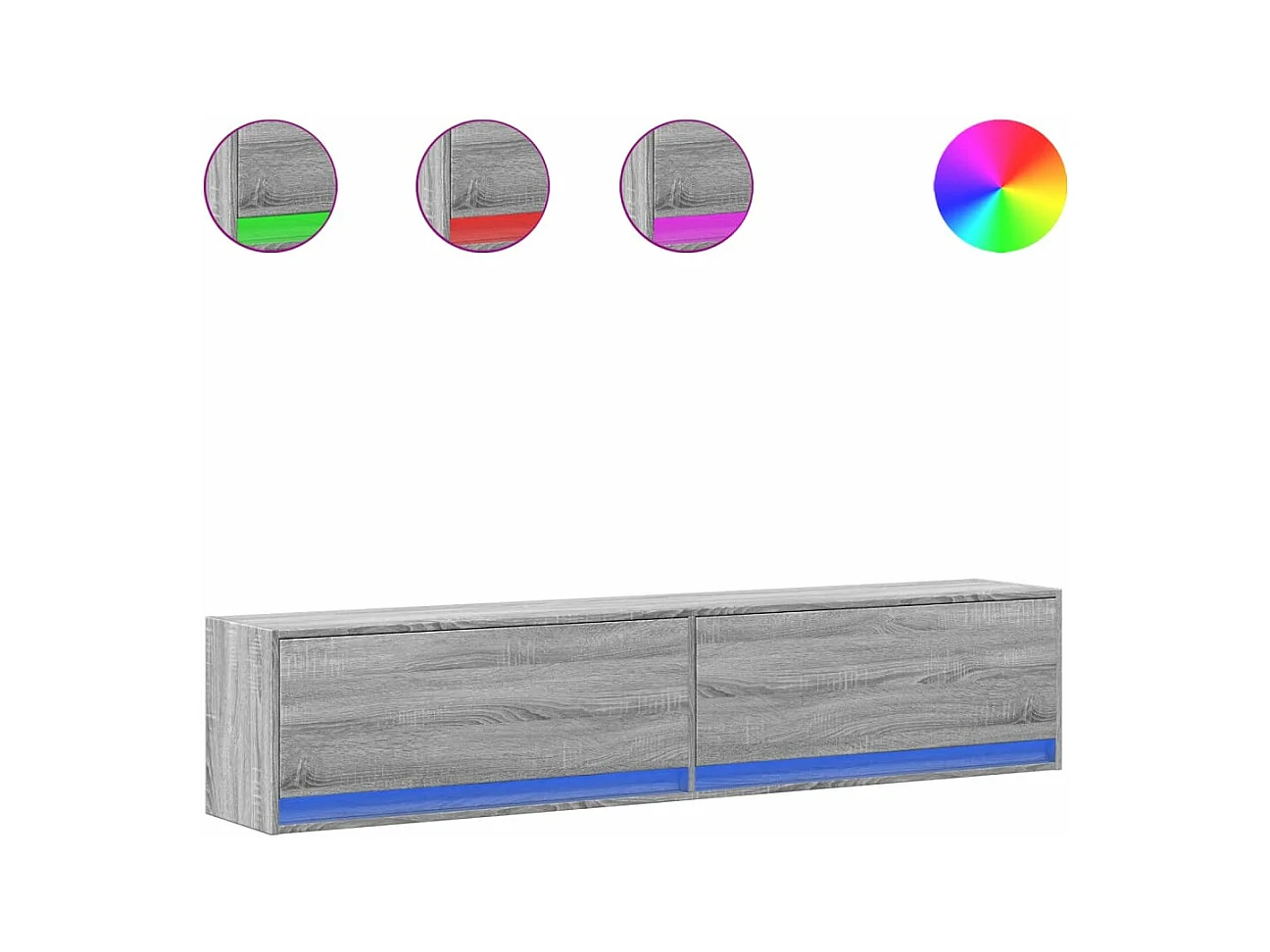 Meuble TV mural avec LED sonoma gris 180x31x38 cm