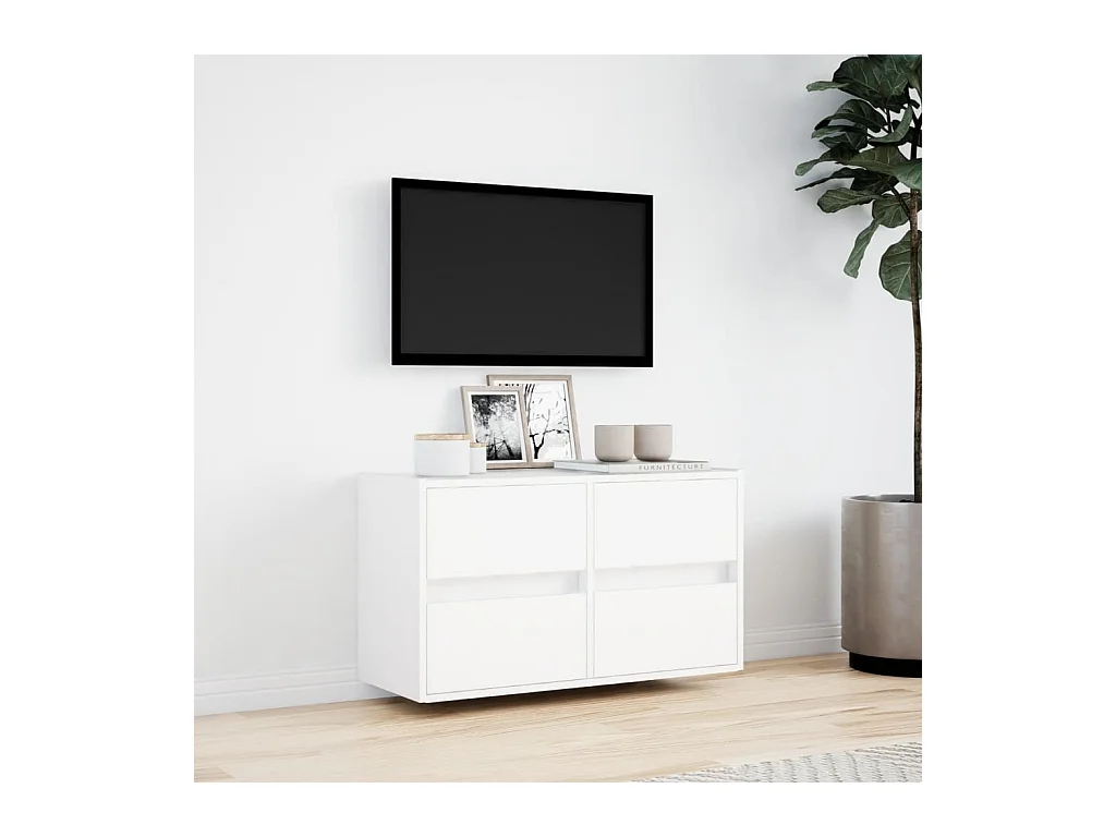 TV-Wandschrank mit LED-Beleuchtung Weiß 80x31x45 cm