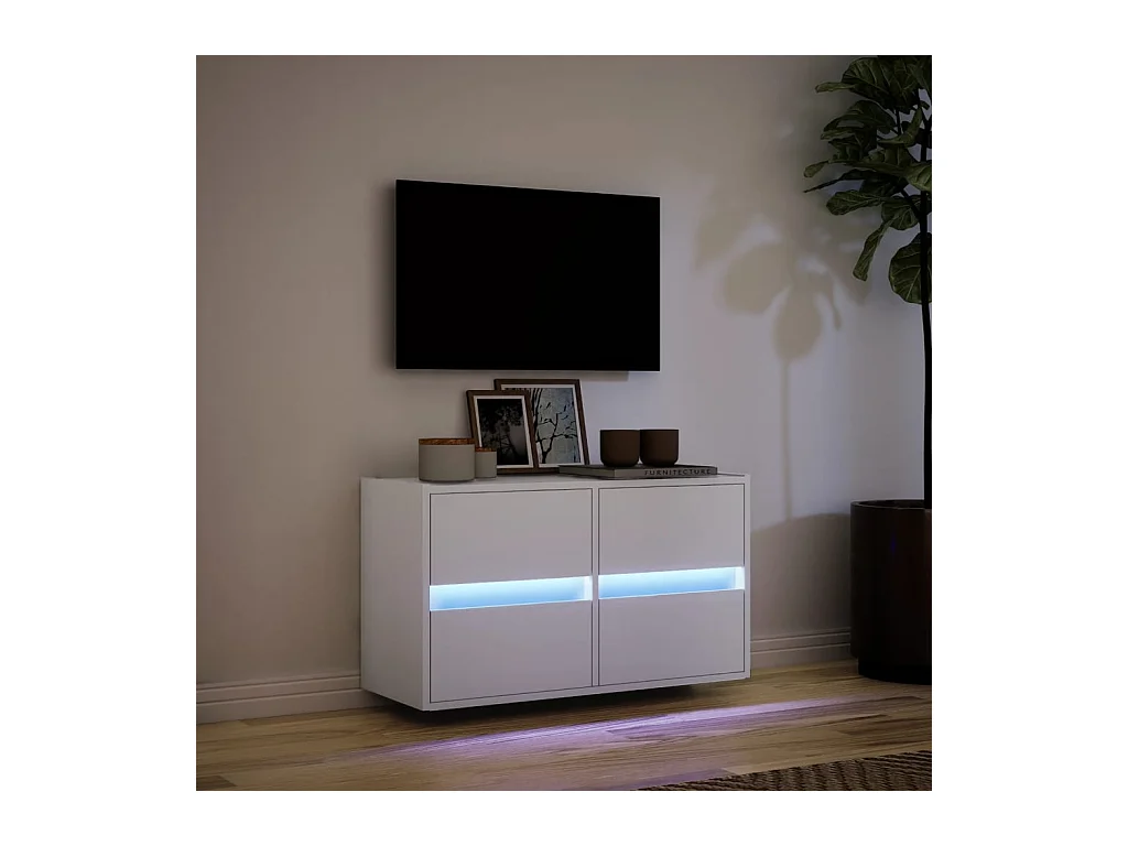 TV-Wandschrank mit LED-Beleuchtung Weiß 80x31x45 cm