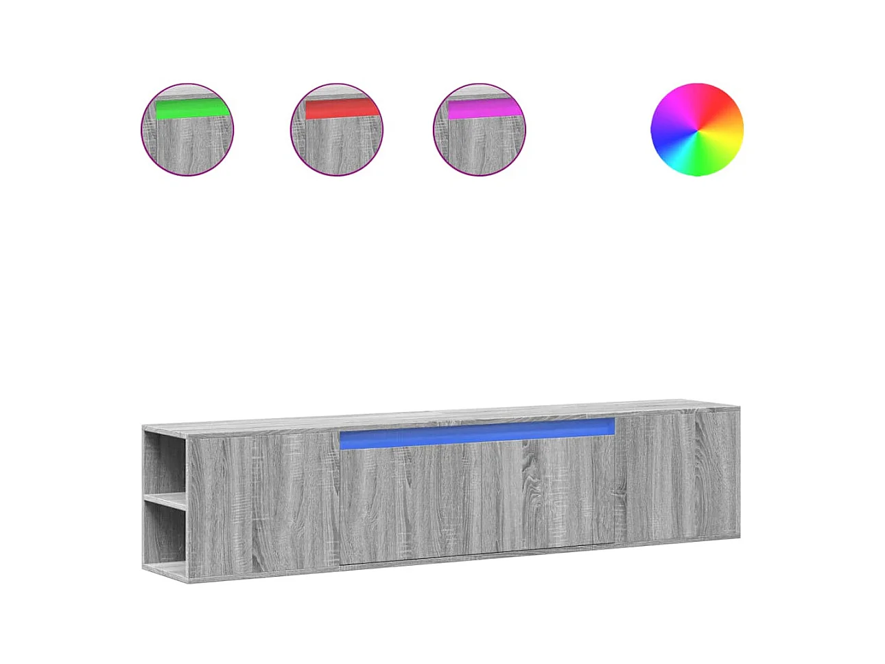 Tv-wandmeubel met LED-verlichting 180x31x39,5 cm grijs sonoma