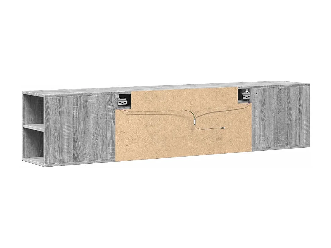 Meuble TV mural avec LED sonoma gris 180x31x39,5 cm