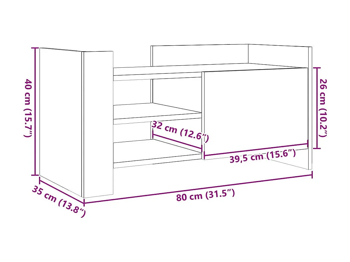 Tv-meubel 80x35x40 cm bewerkt hout betongrijs