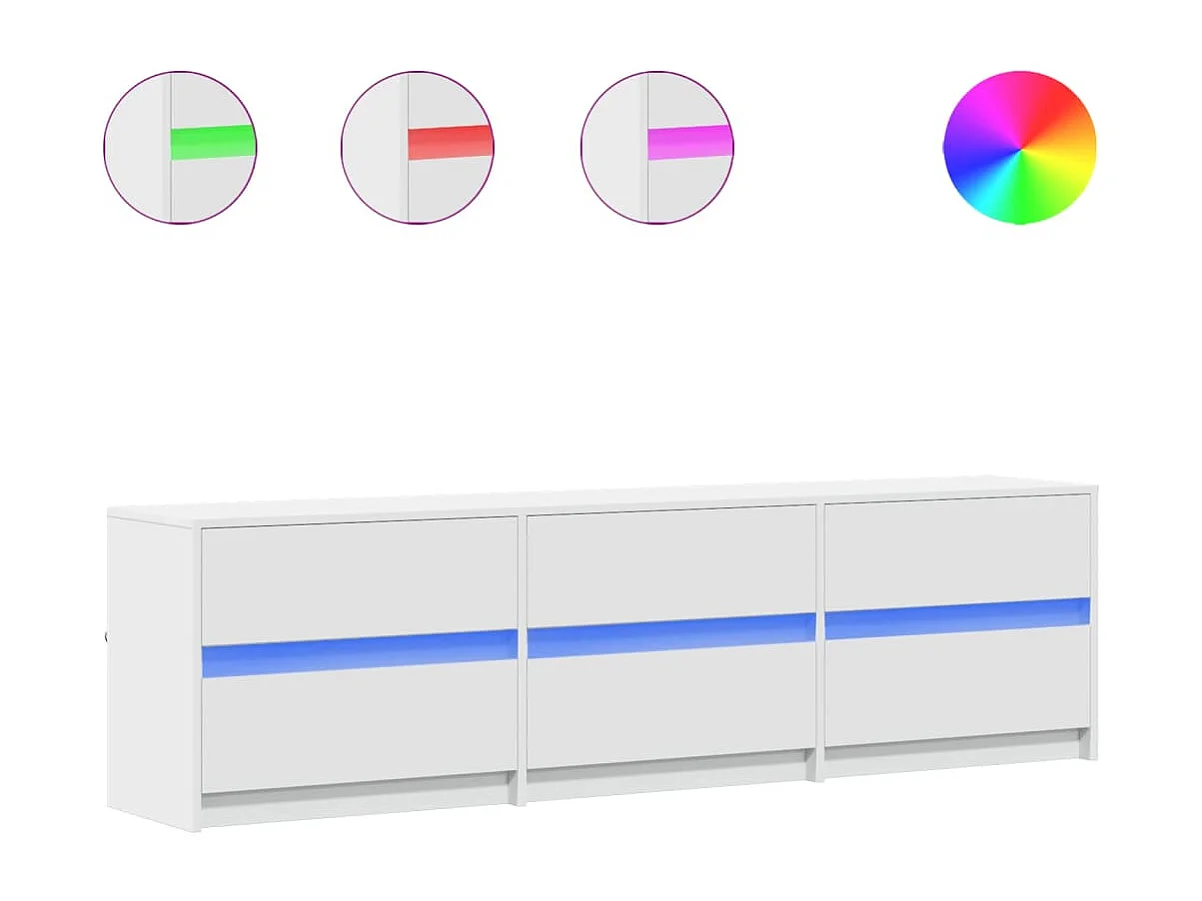 Meuble TV avec LED blanc 180x34x50 cm bois d'ingénierie