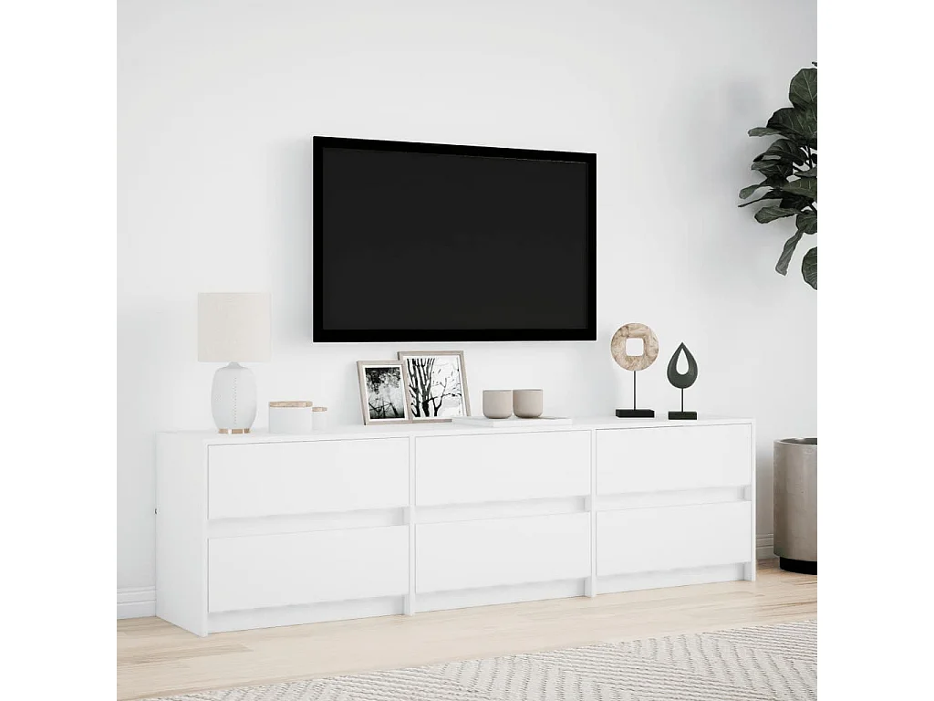 Meuble TV avec LED blanc 180x34x50 cm bois d'ingénierie