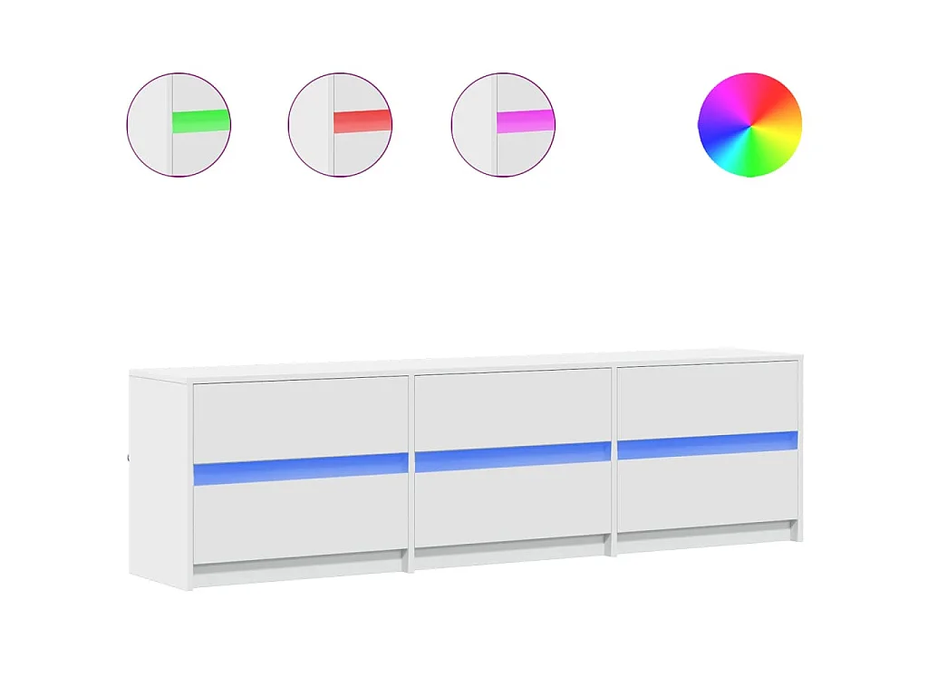 TV-Schrank mit LED-Beleuchtung Weiß 180x34x50 cm Holzwerkstoff