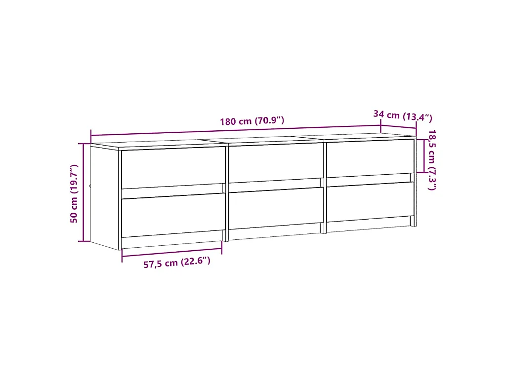 TV-Schrank mit LED-Beleuchtung Weiß 180x34x50 cm Holzwerkstoff
