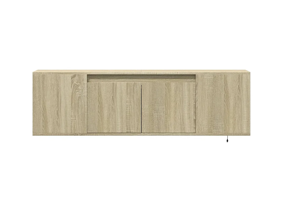 Meuble TV mural avec lumières LED chêne sonoma 135x31x39,5 cm