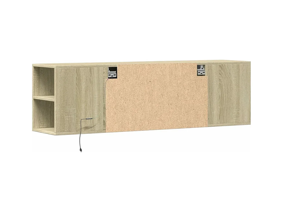 Meuble TV mural avec lumières LED chêne sonoma 135x31x39,5 cm