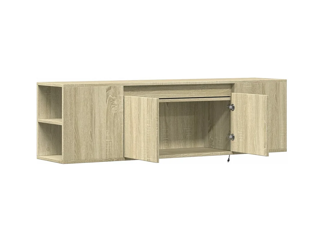 Meuble TV mural avec lumières LED chêne sonoma 135x31x39,5 cm