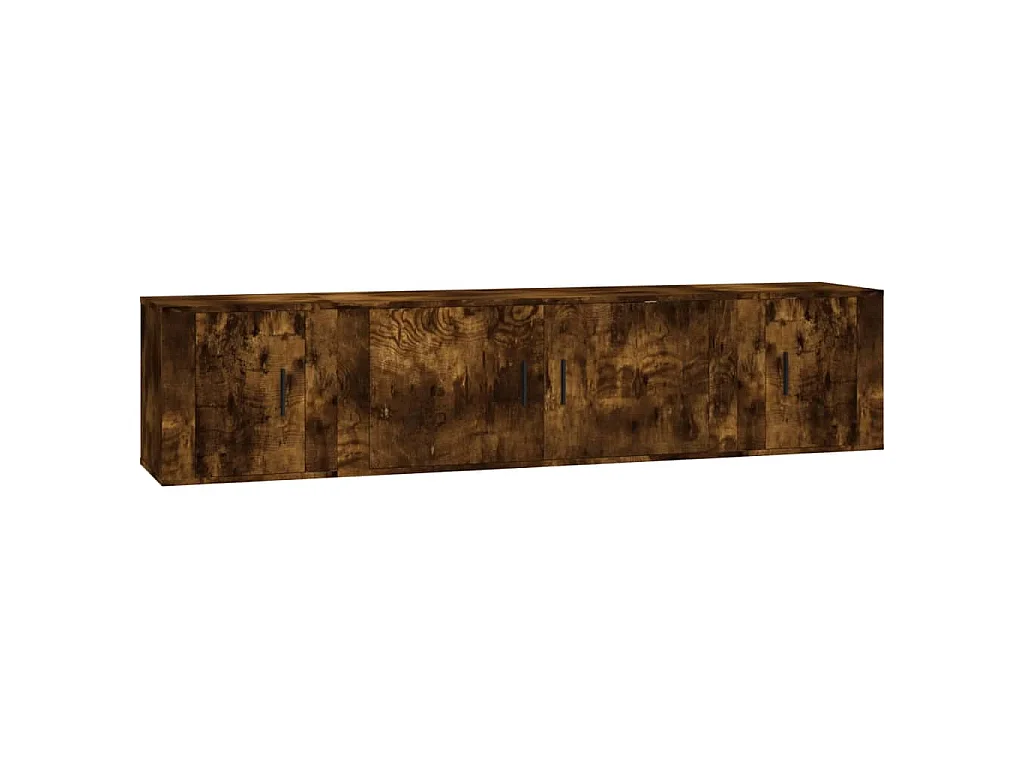 Set Mobili Porta TV 3 pz Rovere Fumo in Legno Multistrato