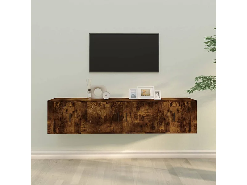 3-tlg. TV-Schrank-Set Räuchereiche Holzwerkstoff