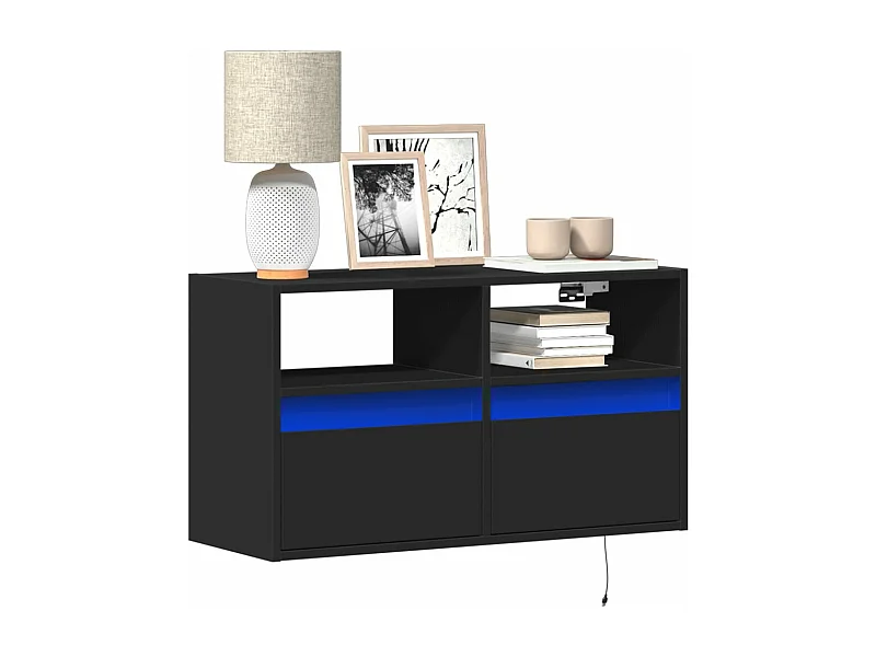 Tv-wandmeubel met LED-verlichting 80x31x45 cm zwart