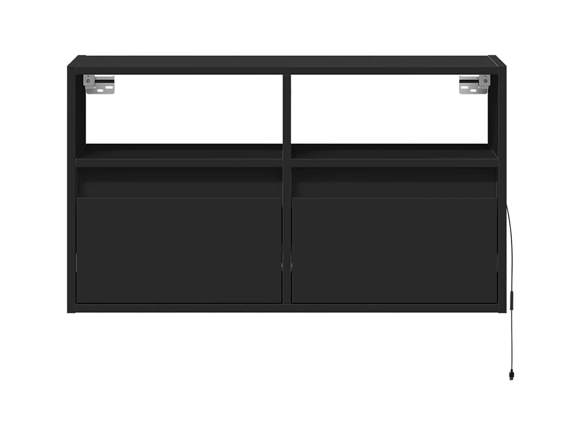 Meuble TV mural avec lumières LED noir 80x31x45 cm