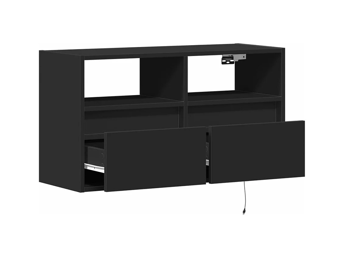 Meuble TV mural avec lumières LED noir 80x31x45 cm