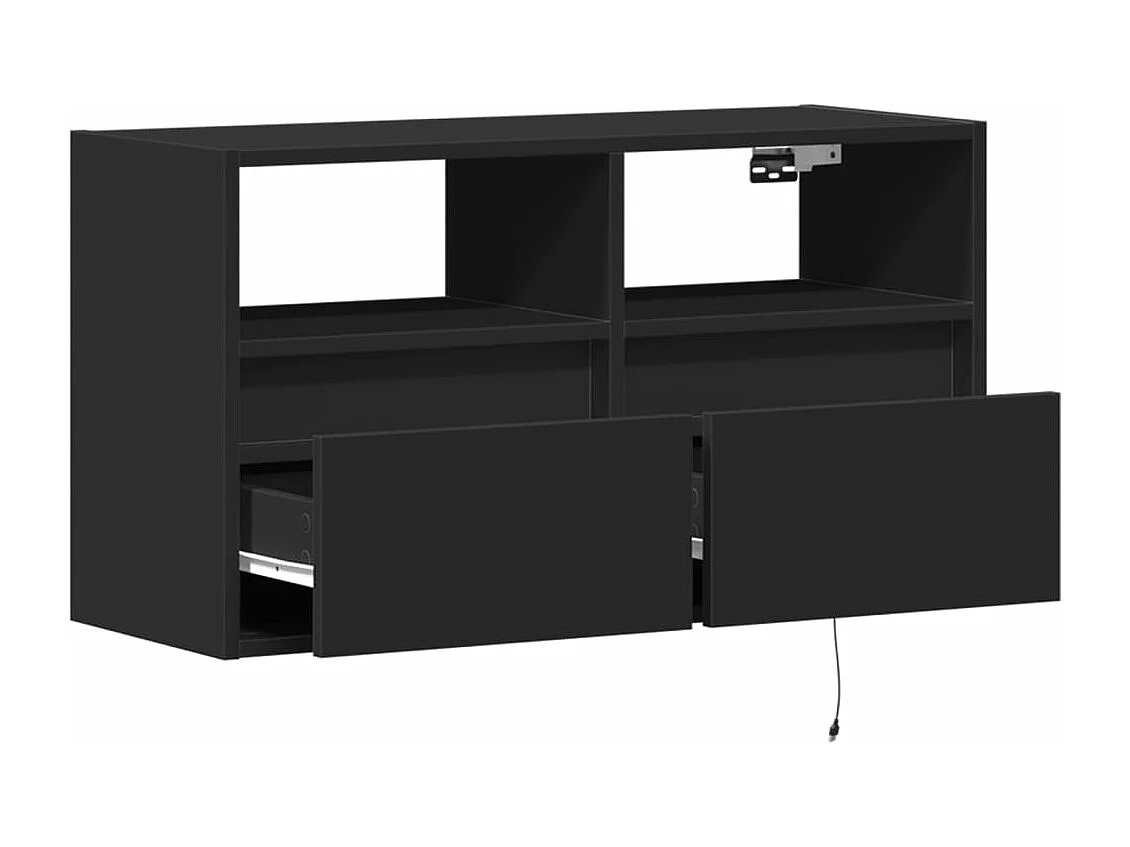 Meuble TV mural avec lumières LED noir 80x31x45 cm