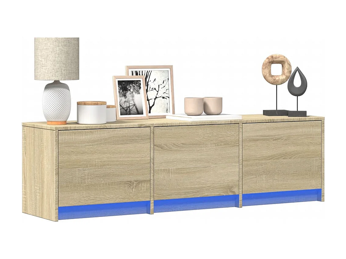 Móvel de TV com luzes LED derivados de madeira carvalho sonoma